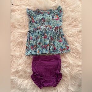 VGUC Birdie Bean Kaia Mermaid Peplum Ruffle Bottom Bummie Set 2T
